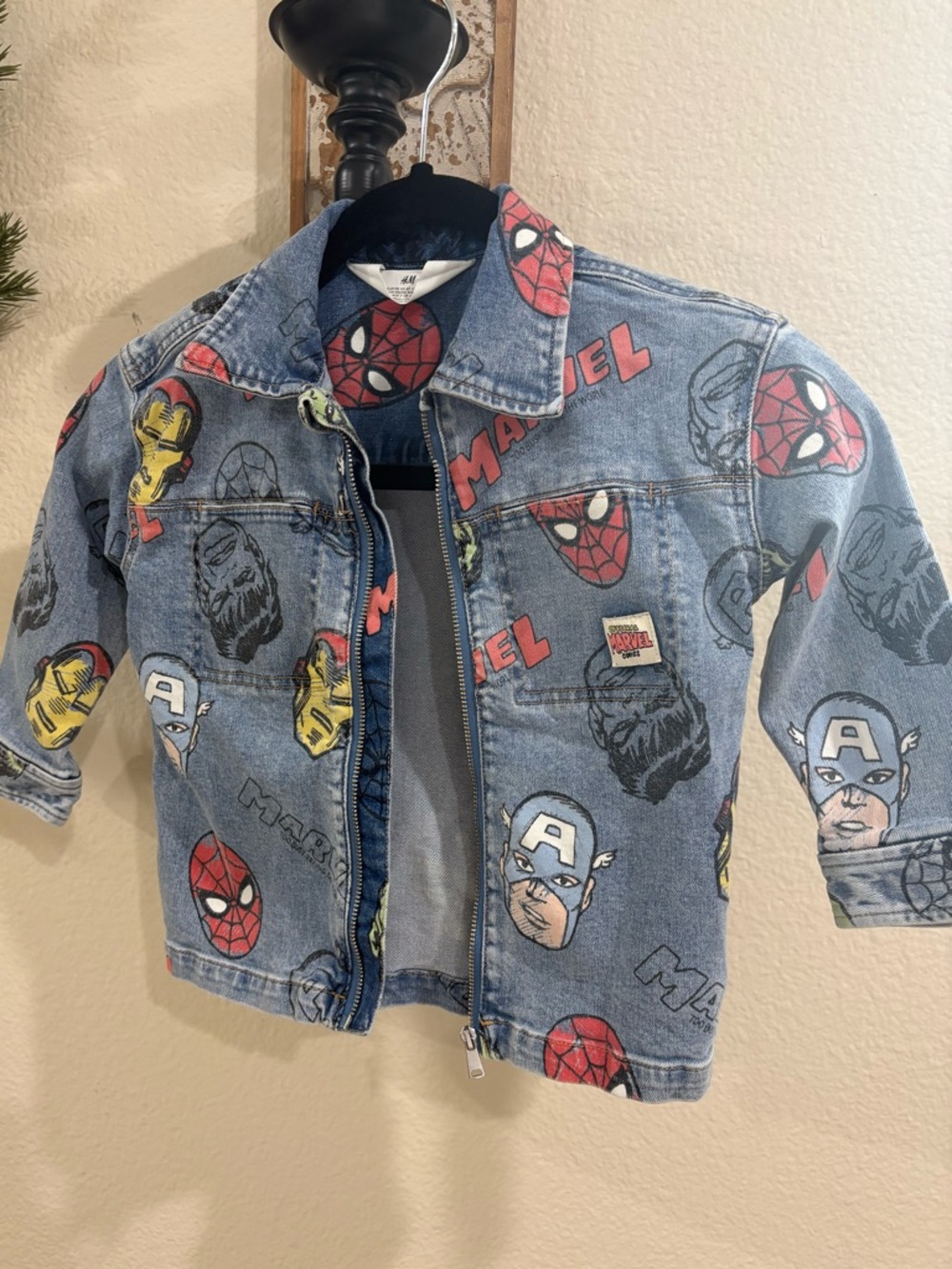 Two H&M Denim Jacked with Marvel Superhero Graphics & Mickey Mouse designs